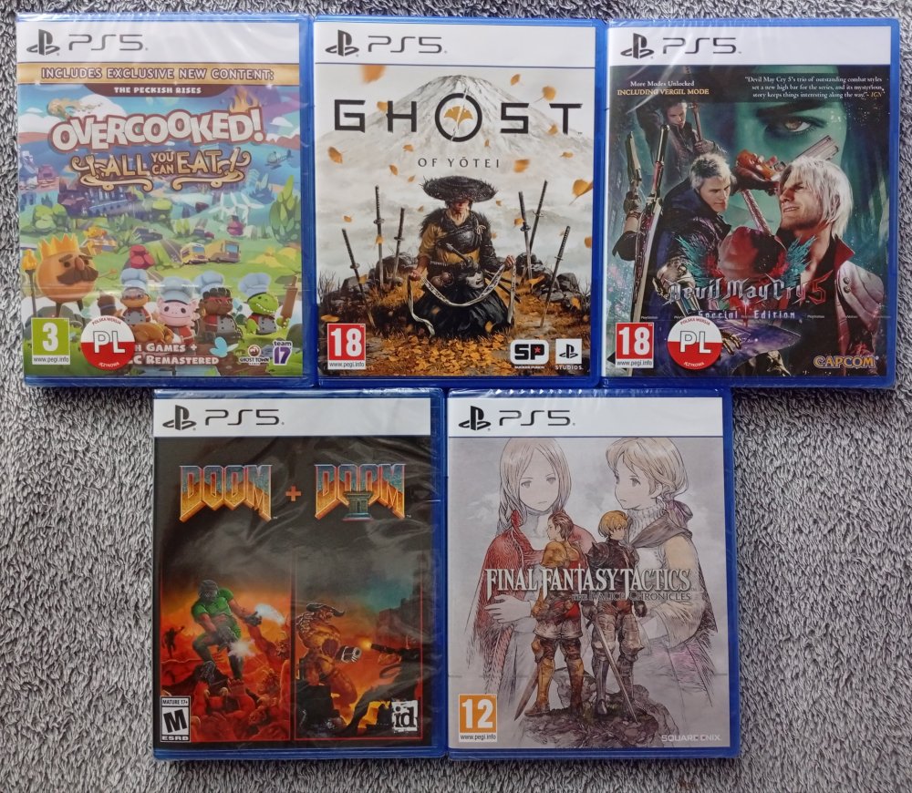 Overcooked, Ghost of Yotei, DMC5, DOOM i FF tactics.jpg